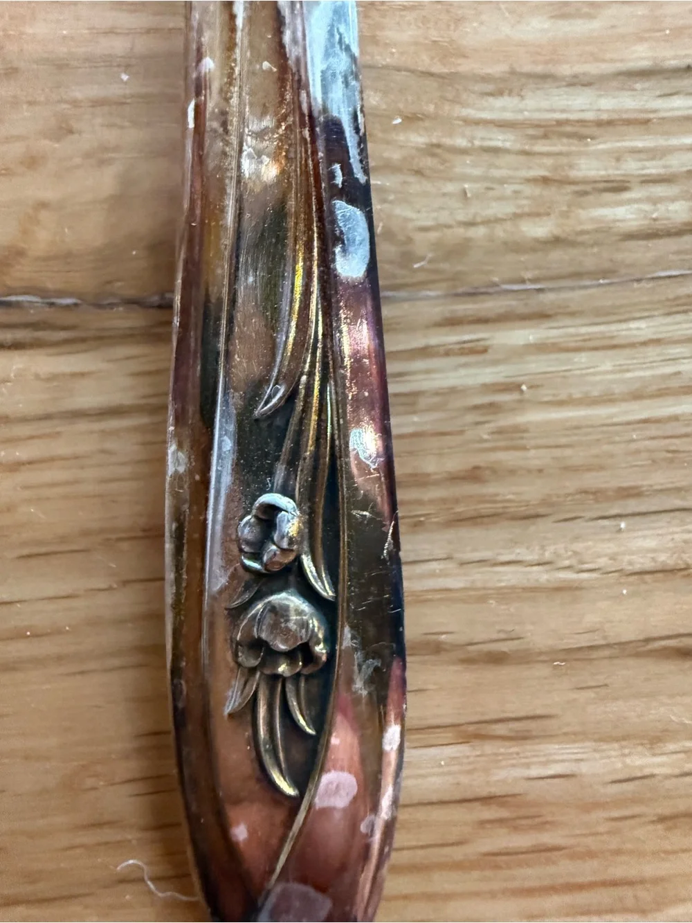 Ornate Pierced Serving Spoon in Aged Silver